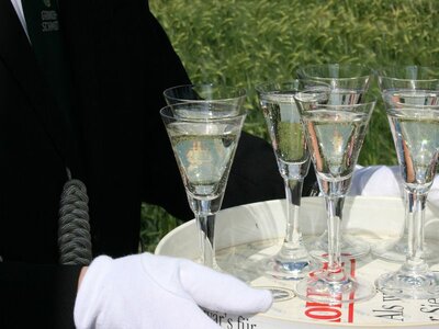 Angestoßen wird mit Sekt ...